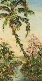 Jack McLean (1924 - 2003) Large Canadian Listed Artist Oil Painting: Medium: Oil On Canvas Painting Size: 34 x 18 inches Condition: This artwork is in good overall condition for its age, although there are several spots showing signs of rackeness, which does not affect