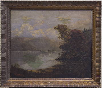 Sanford Robinson Gifford (Massachusetts, New York 1823 - 1880), Oil / Canvas.: Subject: Lake View Medium: Oil Painting on Canvas Size: 12 x 14 inches Frame: 15 x 17 inches Condition: Great Overall Condition Signature: Signed Lower left. Provenance: Private Collection of Long Isl