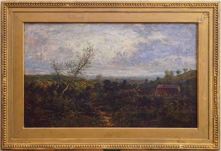 Jervis McEntee (New York 1828 - 1891), Oil / Canvas, Dated 72.: Subject: Summer Scene Medium: Oil Painting On Canvas Size: 12 x 20 inches Frame: 17 x 24 inches Condition: Great Overall Condition Signature: Signed Lower Right, dated 71 (1871) Provenance: Private Co