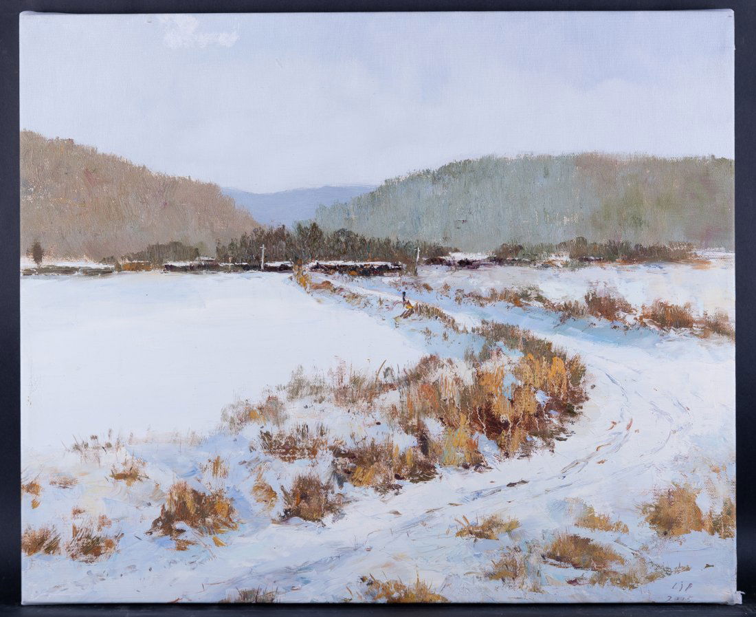 Impressionist Original Oil Painting "Snow Scene" (1 of 6)