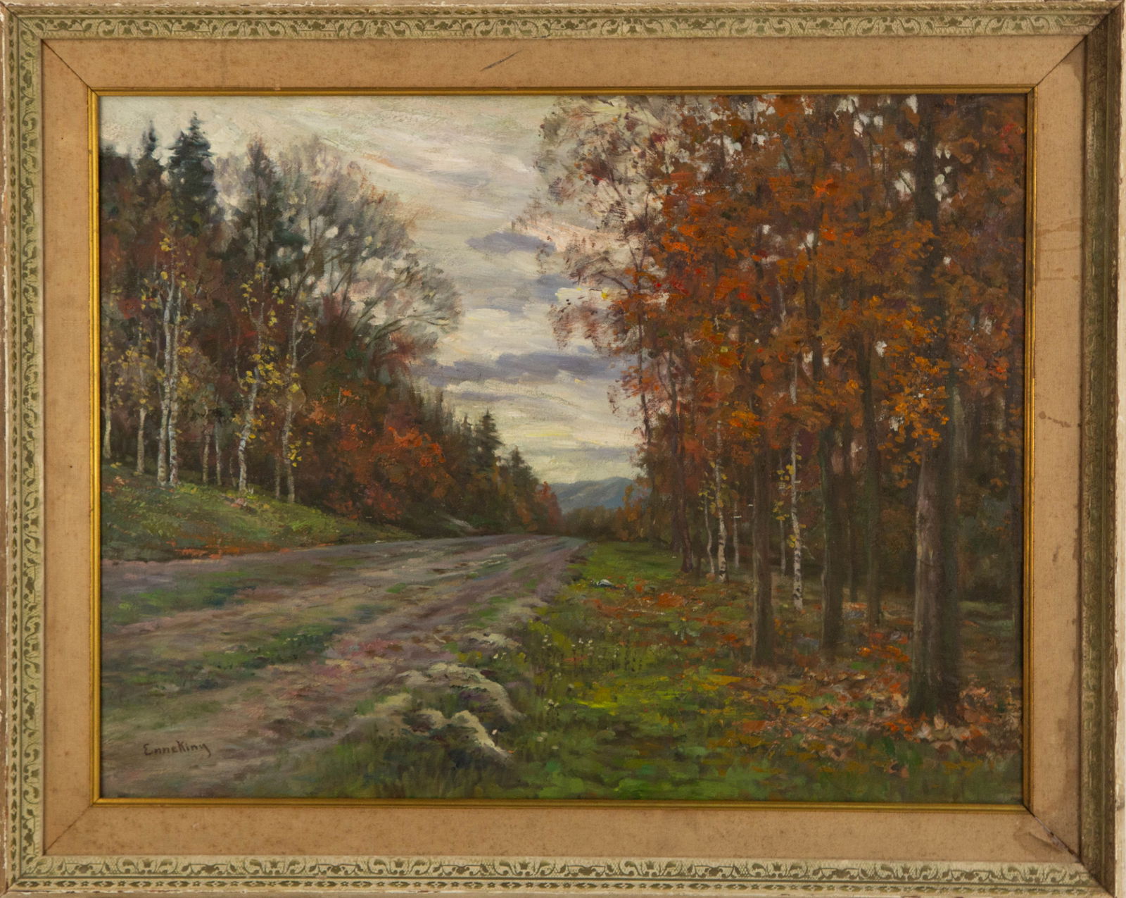 John Joseph Enneking (1841-1916) Landscape Oil On Board: Medium: Oil On Board Painting Size: 20 x 26 inches Frame Size: 24.5 x 30.5 inches Condition: This artwork is in great condition for its age. Signature: Signed Artist: John Joseph Enneking (1841-1916)