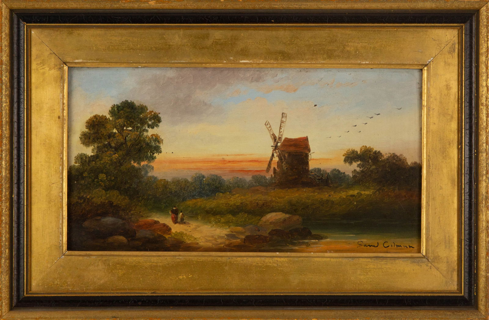 Samuel Colman ( American, 1832 - 1920 ) Landscape Oil On Board: Medium: Oil On Board Painting Size: 7 x 12.5 inches Frame Size: 10.75 x 16.25 inches Condition: This artwork is in great condition for its age. Signature: Signed Artist: Samuel Colman ( American, 1832