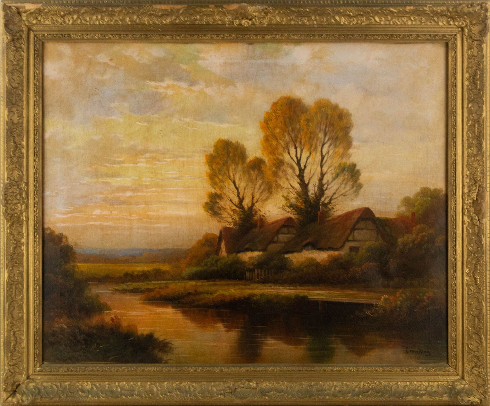 John Joseph Enneking ( American, 1841 - 1916 ) Landscape Oil On Canvas: Medium: Oil On Canvas Style: Landscape Painting Size: 24 x 30 inches Frame Size: 29.5 x 35.5 inches Condition: This artwork is in good overall condition for its age. Signature: Signed Artist: John Jos