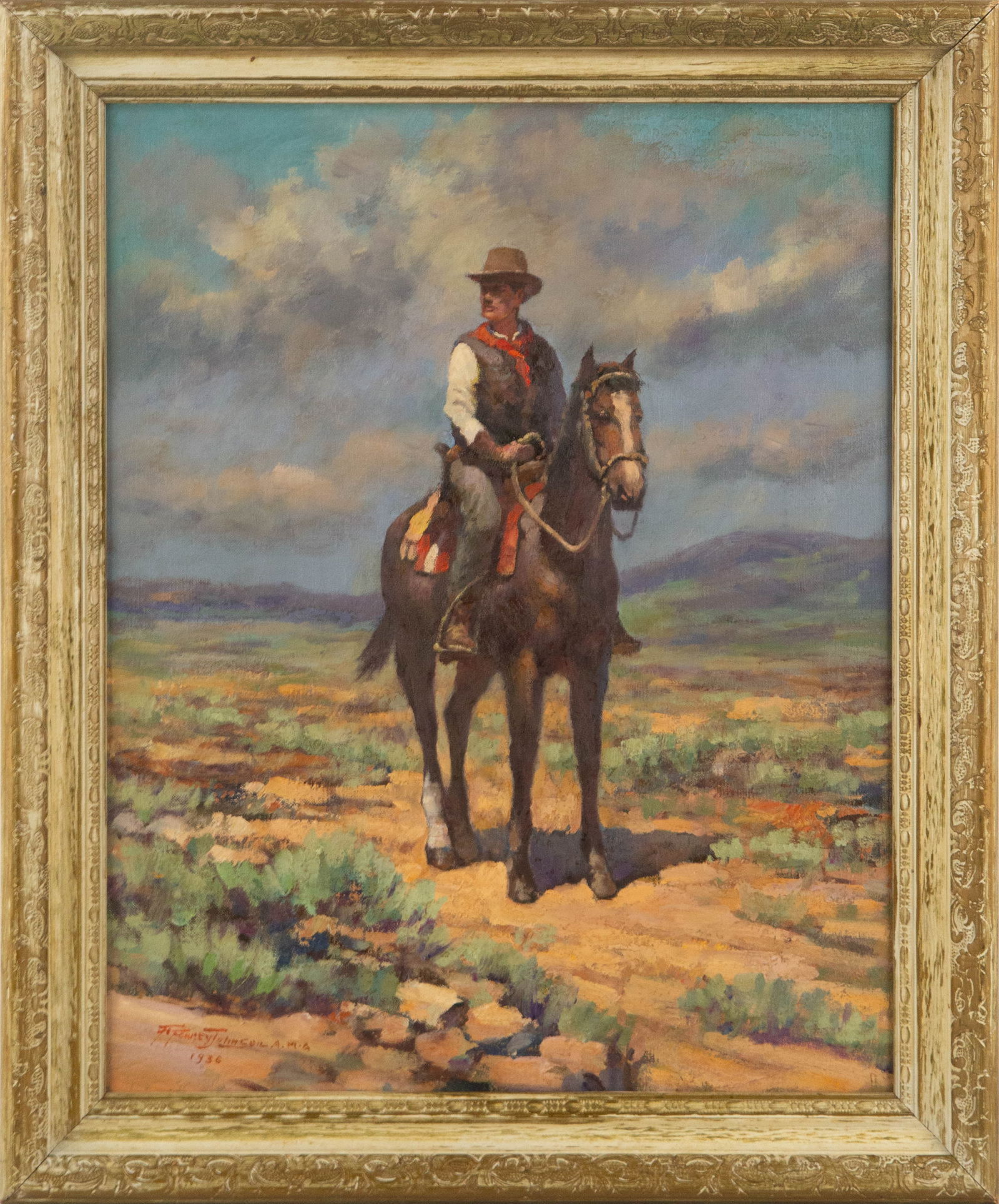 Frank Tenney Johnson ( American, 1874 - 1939 ) Portrait Oil On Canvas (1 of 12)