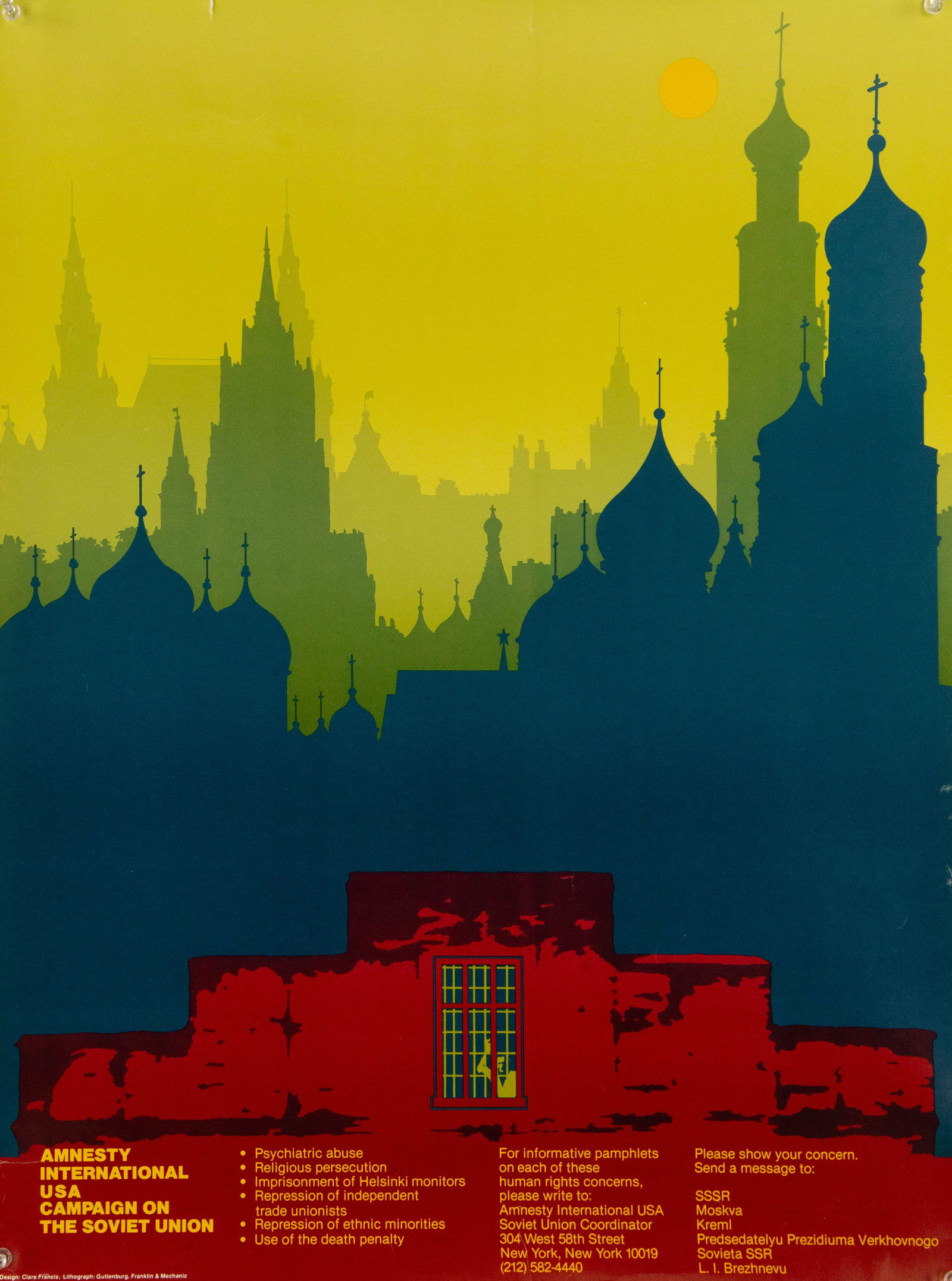 Clare Francis Lithograph Poster "Amnesty International USA Campaign On The Soviet Union" (1 of 9)