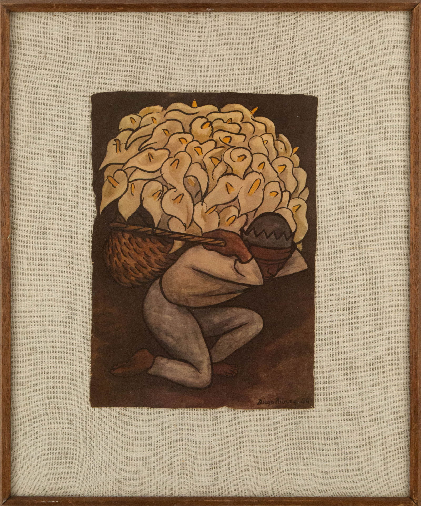 Diego Rivera ( Mexican, 1886 - 1957 ) Watercolor on handmade rice paper (1 of 11)