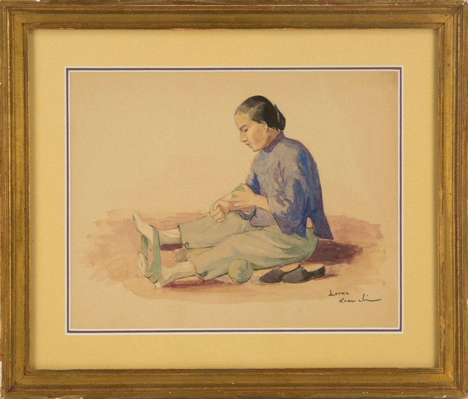 Luong Xuan Nhi ( Vietnamese, 1914 - 2006 ) Portrait Watercolor (1 of 12)