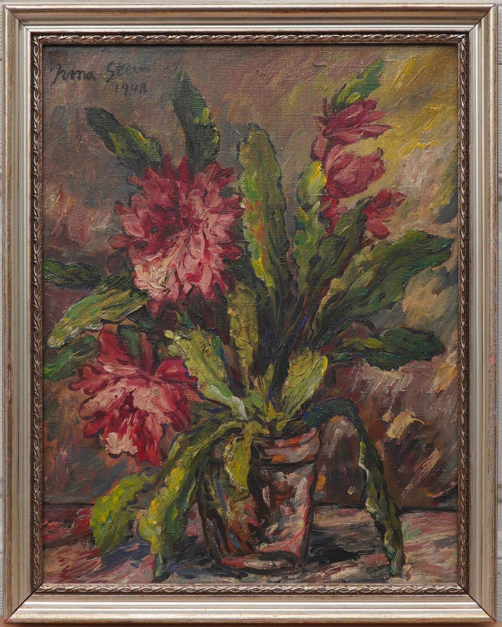 Irma Stern (1894 - 1966) Oil on canvas: Subject: Flower steel life Medium: Oil Painting On Canvas Size: 14 x 18 inches Frame: 18 x 22 inches Condition: Great Overall Condition Signature: signed top left. Provenance: Private Collection of Ne