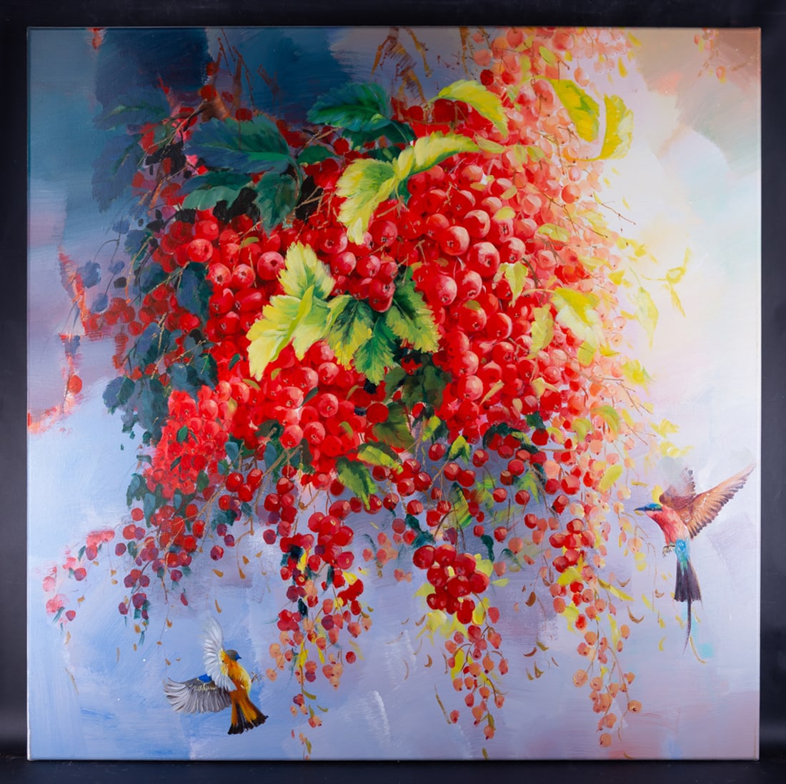 Fine Art Realist Original Oil Painting "Birds And Fruits 2" (1 of 6)