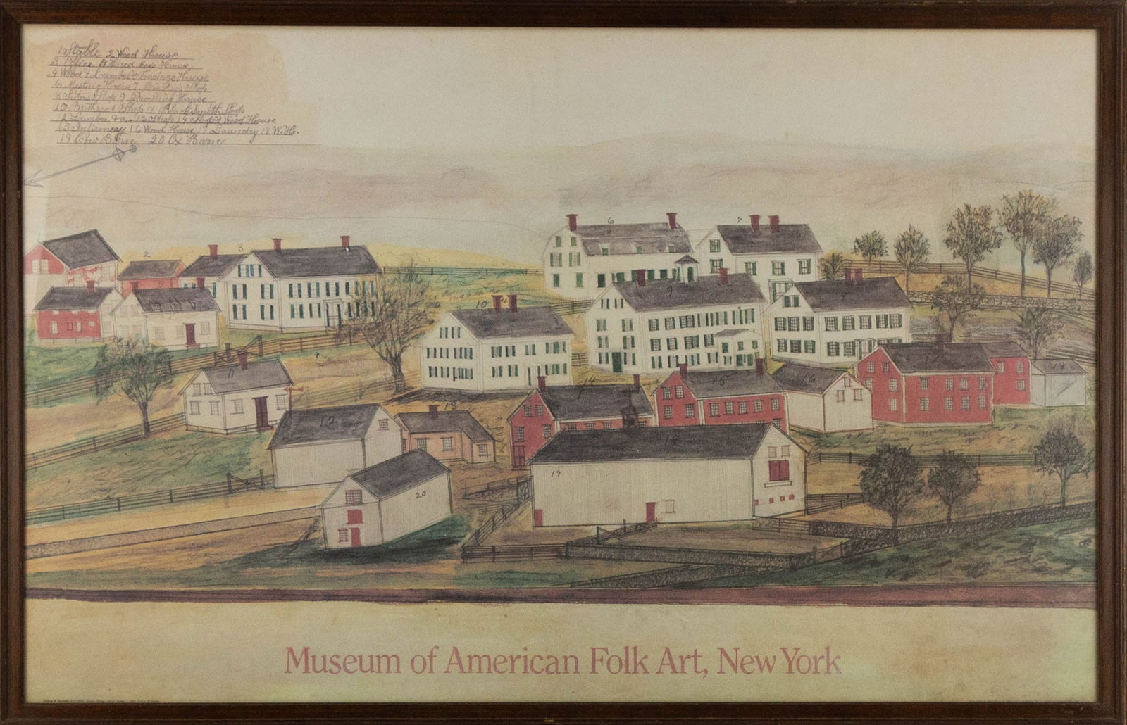 Joshua Bussell ( American, 1816 - 1900 ) Landscape Print "Shaker Village, Alfred.Maine,1860" (1 of 13)