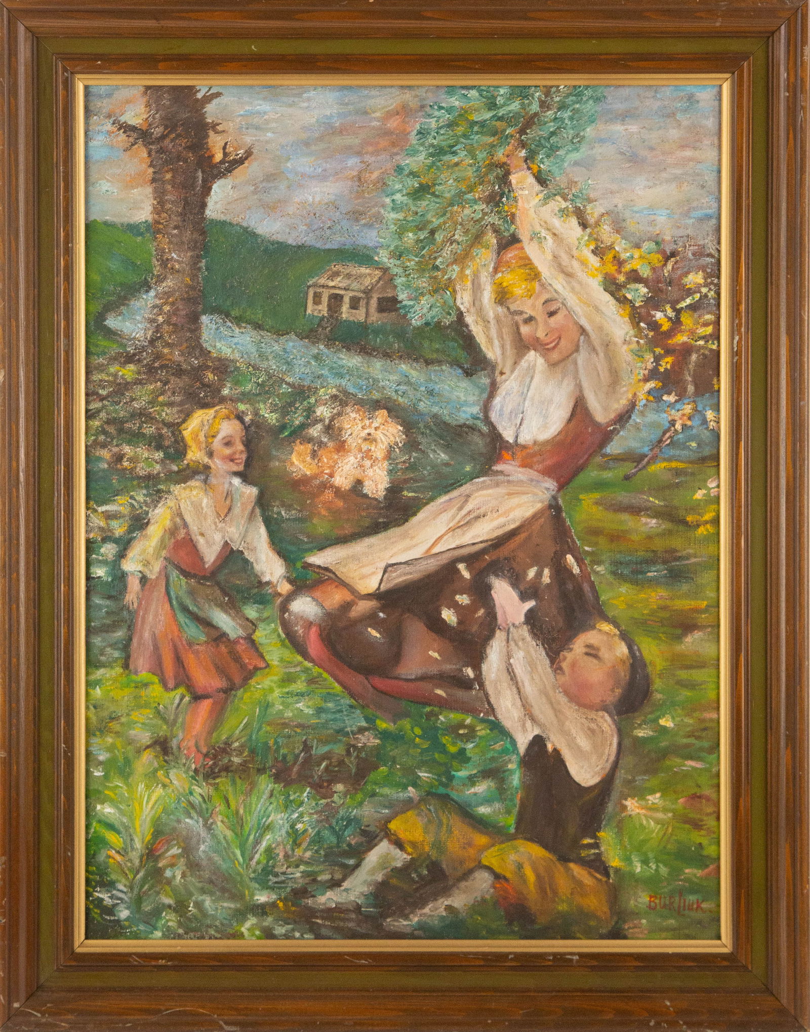 Attributed to David Davidovich Burliuk ( Russian,1882–1967 ) Landscape Oil On Canvas: Medium: Oil On Canvas Style: Landscape Painting Size: 24 x 18 inches Frame Size: 28.25 x 22.25 inches Condition: This artwork is in good overall condition for its age. Signature: Hand-signed Artist: A