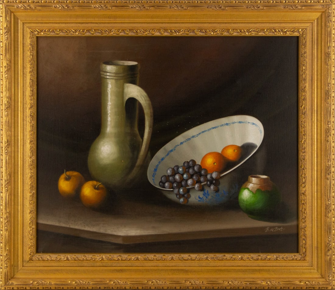 B. deBoer Still Life Oil On Canvas: Medium: Oil On Canvas Style: Still Life Painting Size: 20 x 24 inches Frame Size: 25.75 x 29.75 inches Condition: This artwork is in good overall condition for its age. Signature: Hand-signed Artist: 