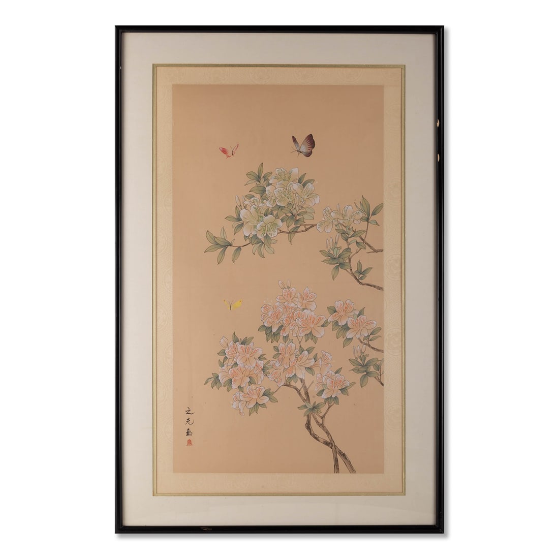 Chinese HuaNiao Watercolor On Silk "Butterfly And Flower" (1 of 10)