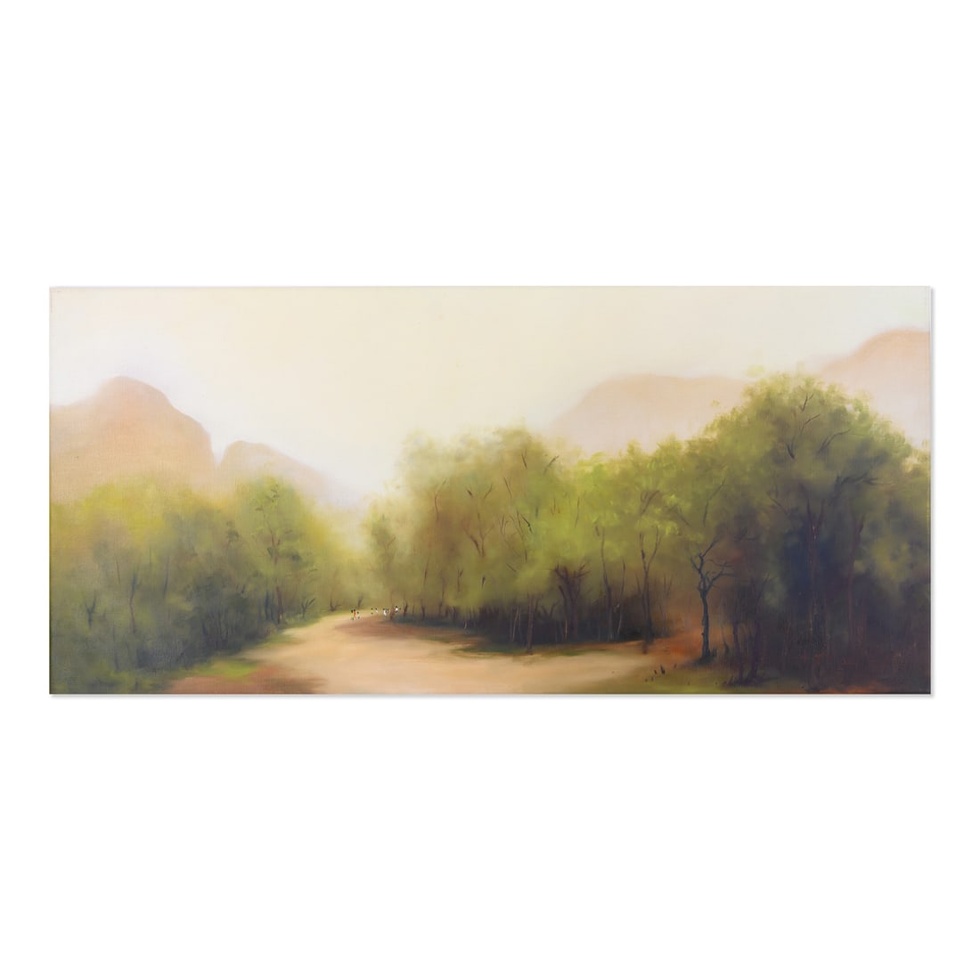 Large Plein Air Original Oil Painting "Country Road": Title: Country Road Medium: Oil on canvas Size: 21" x 44.5" Frame Size: Framing Option Available! Please Message Us For Details! Age: 2000s Condition: Good, no damage seen Artist: Jianping Chen Great 