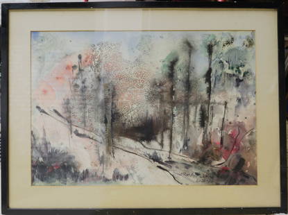 Norman Wilfred Lewis (1909 - 1979) Watercolor / paper: Subject: Modernist View Medium: watercolor on paper Size: 13 x 20 inches Frame: 18 x 24 inches Condition: Great Overall Condition Signature: Signed lower right. Provenance: Private Collection of New