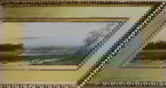 Charles Caryl Coleman (1840 - 1928) Oil on Wood, Gallery Sticker: Subject: landscape Medium: oil on wood Size: 7 x 17 inches Frame: 13 x 23 inches Condition: Great Overall Condition Signature: Signed Lower left Provenance: Private Collection of upstate New York. 