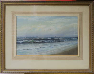 Alfred Thompson Bricher (1837 - 1908) Pastel on Paper: Subject: Seascape Medium: Pastel on Paper Size: 9 x 14 inches Frame: 16 x 21 inches Condition: Great overall condition. Signature: Signed Lower Right. Provenance: Private Collection of New Jersey. 