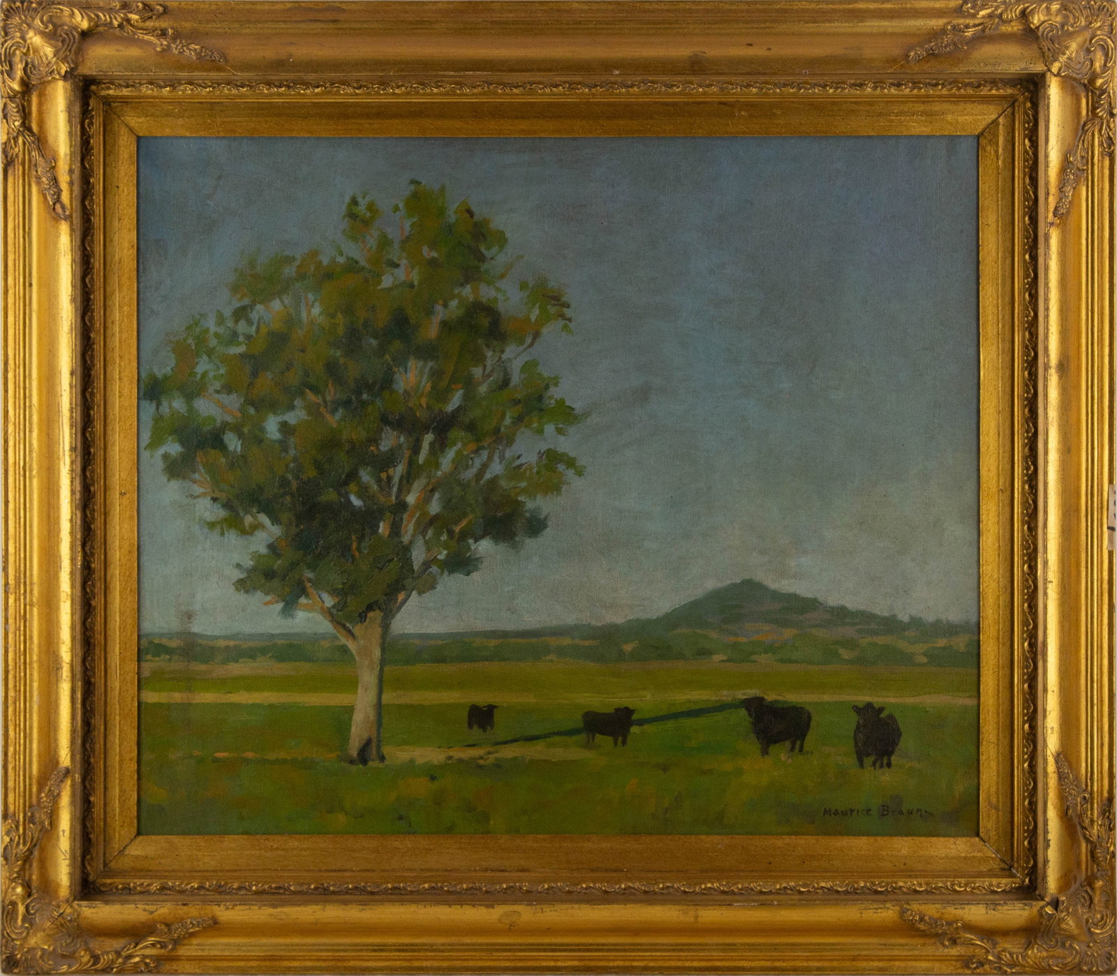 Maurice Braun ( American, 1877-1941 ) Landscape Oil On Canvas: Medium: Oil On Canvas Style: Landscape Painting Size: 20 x 24 inches Frame Size: 27 x 31 inches Condition: This artwork is in good overall condition for its age. Signature: Hand-signed Artist: Maurice