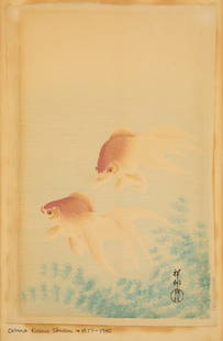 Ohara Koson ( Japnaese, 1877?1945 _ Large Ukiyo e Woodblock Print: Medium: Woodblock Print Style: Ukiyo e Painting Size: 15.5 x 10 inches Frame Size: N/A x N/A inches Condition: A high-quality Shin-hanga print by Ohara Koson (Sh_son), featuring reflective pigments an
