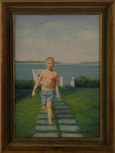 Attributed to William Condon (American, 1923 - 1998) Portrait Oil On Board: Medium: Oil On Board Style: Portrait Painting Size: 13.5 x 95 inches Frame Size: 16.5 x 12.5 inches Condition: Signature: Hand-signed Artist: Attributed to William Condon (American, 1923 - 1998) CO250