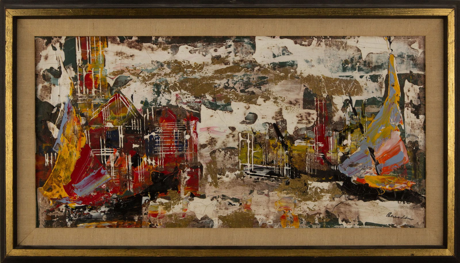 Romare Bearden ( American, 1911 - 1988 ) Abstract Oil On Board (1 of 15)