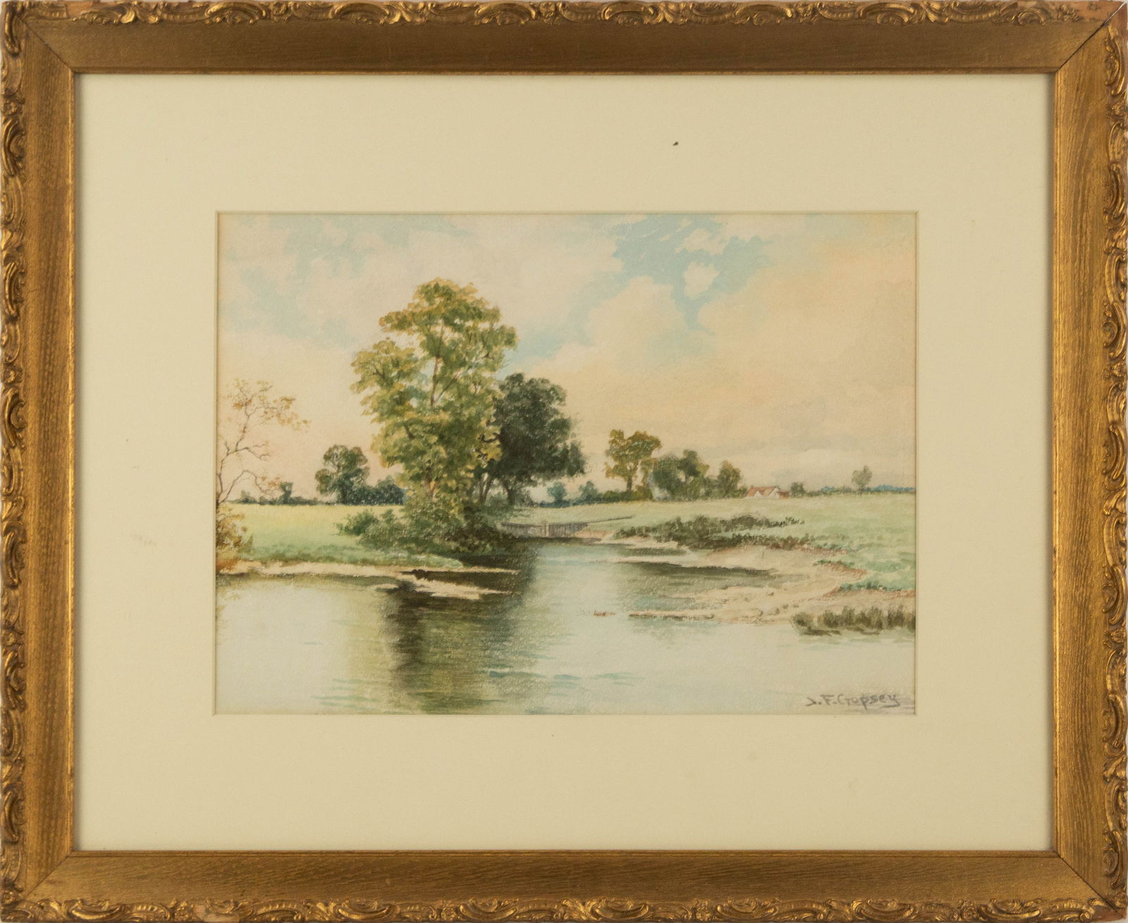 Jasper Francis Cropsey ( Americna, 1823-1900 ) Landscape Watercolor (1 of 12)