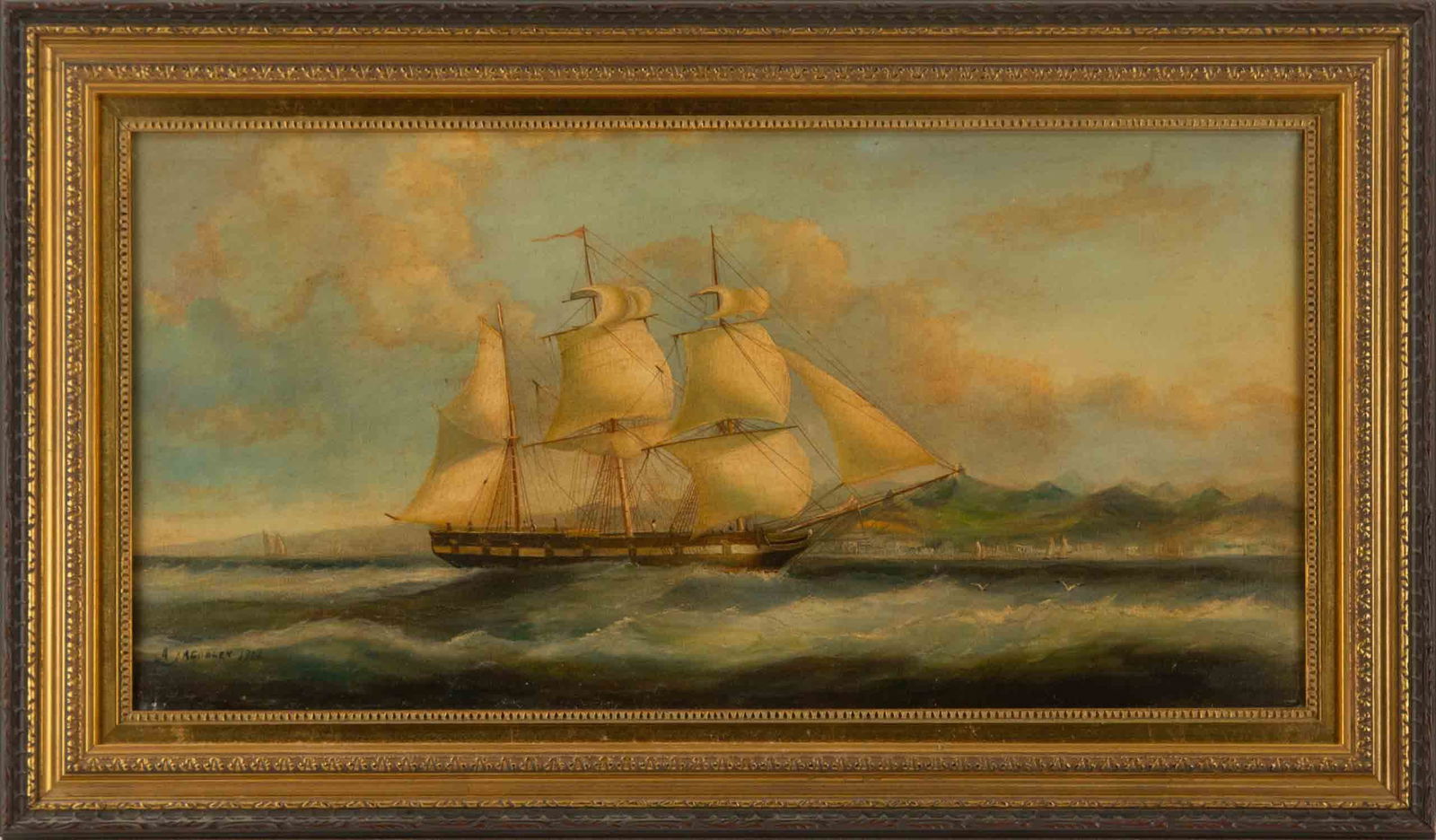 Antonio Nicolo Gasparo Jacobsen ( American, 1850 - 1921 ) Waterscape Oil On Canvas (1 of 10)