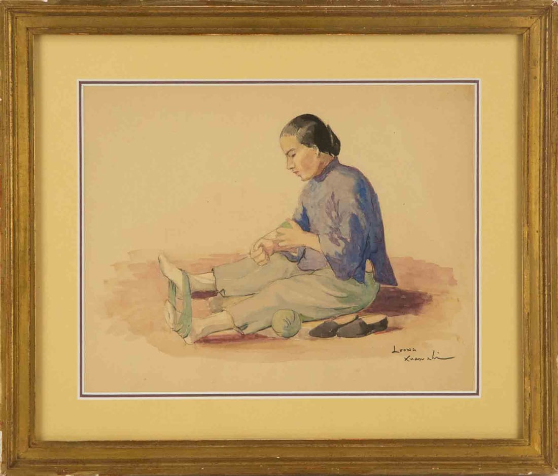 Luong Xuan Nhi ( L__ng Xu?n Nh_ ) ( Vietnamese, 1914 - 2006 ) Portrait Watercolor (1 of 12)