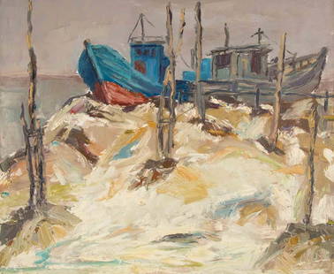 ZhenTian Sun Waterscape Original Oil On Canvas "Rest Harbor": Title: Rest Harbor Medium: Oil on canvas Size: 19 x 23 inches Frame: Framing options available! Condition: The painting appears to be in excellent condition. Note: This painting is unstretched,shipped