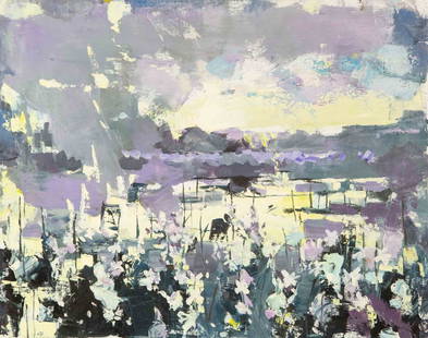 Huimin Wang Abstract Original Oil On Canvas "After the rain": Title: After the rain Medium: Oil on canvas Size: 15 x 20 inches Frame: Framing options available! Condition: The painting appears to be in excellent condition. Note: This painting is unstretched,ship