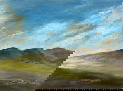 HaiBo Cao Landscape Original Oil On Canvas "Under The Sky": Title: Under The Sky Medium: Oil on canvas Size: 23 x 31 inches Frame: Framing options available! Condition: The painting appears to be in excellent condition. Note: This painting is unstretched,shipp