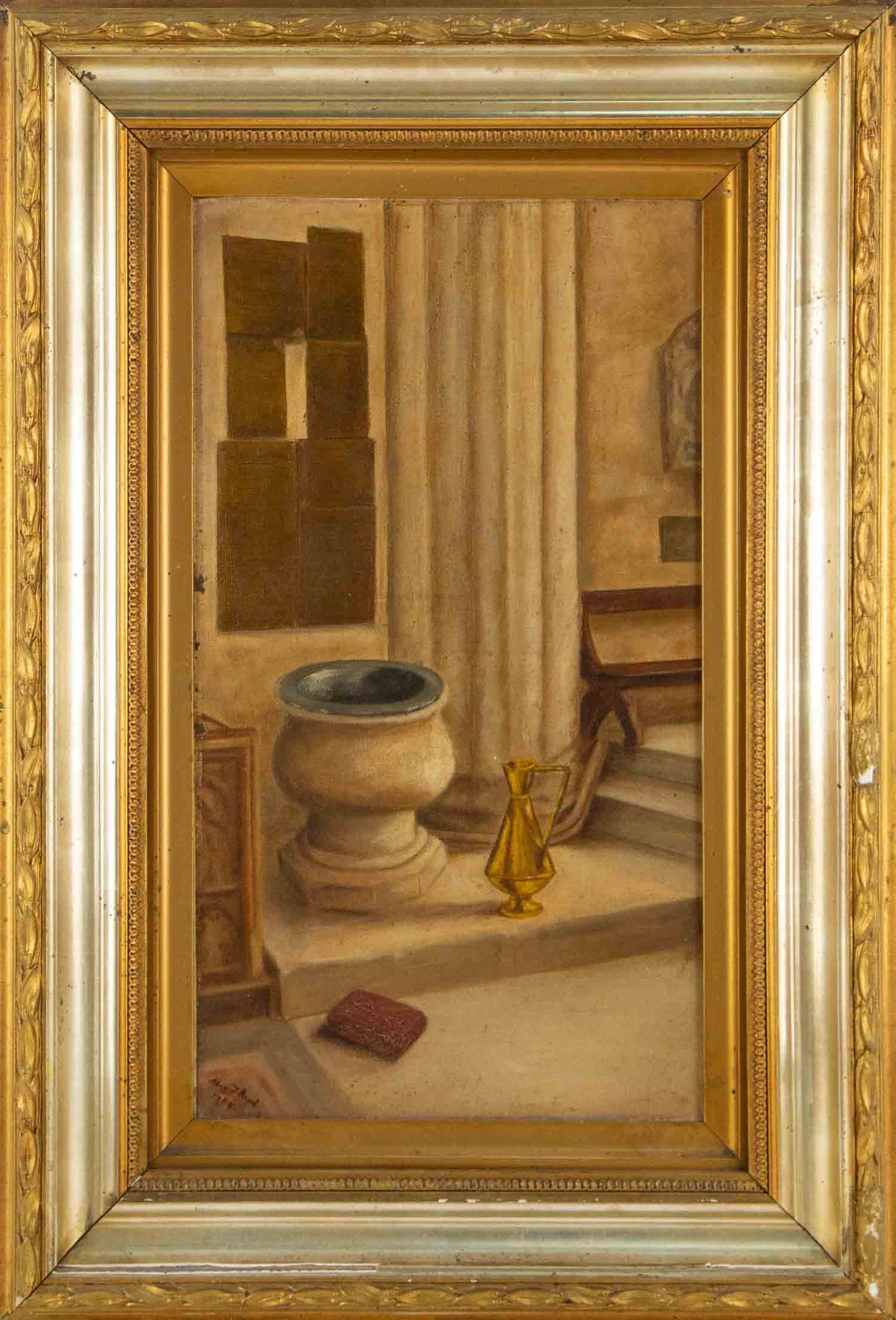 May J Rcad 1909 Landscape Oil On Board "Attic Corner" (1 of 10)