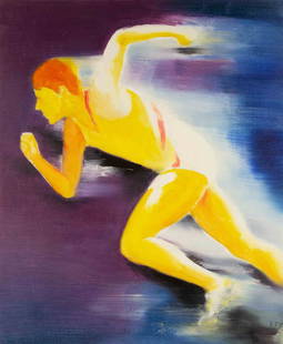 Dingyan E Contemporary Original Oil On Canvas "Sports Series I": Title: Sports Series I Medium: Oil on canvas Size: 23 x 19 inches Frame: Framing options available! Condition: The painting appears to be in excellent condition. Note: This painting is unstretched,shi