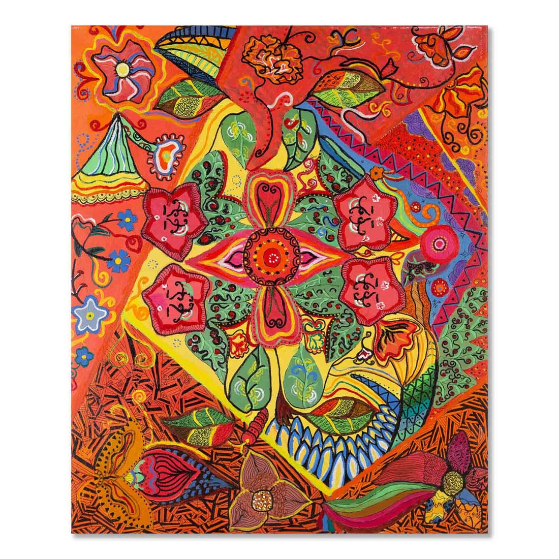 Tianying Li Art Nouveau Original Acrylic On Canvas "Blooming" (1 of 8)