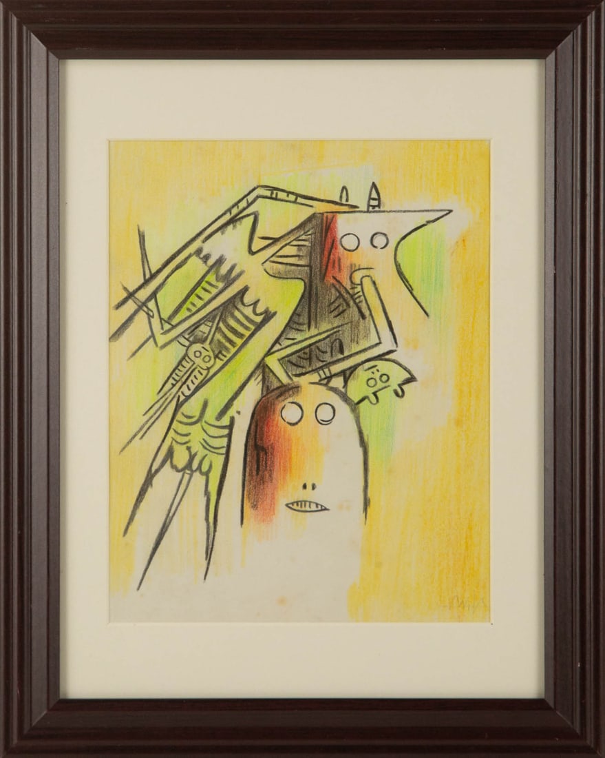 Wifredo Lam ( Cuban, 1902 - 1982 ) "" Colored Pencils Abstract (1 of 9)
