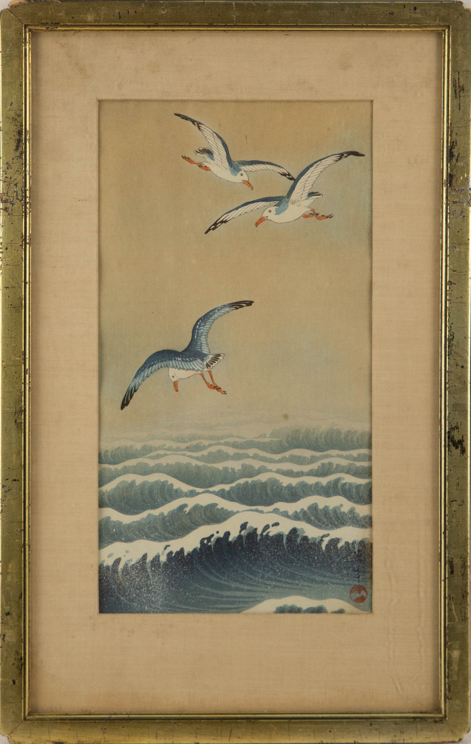 Ukiyo e Woodblock Print Watanabe Shotei ( Japanese, 1852 - 1918 )"Seagulls over the Waves" (1 of 11)