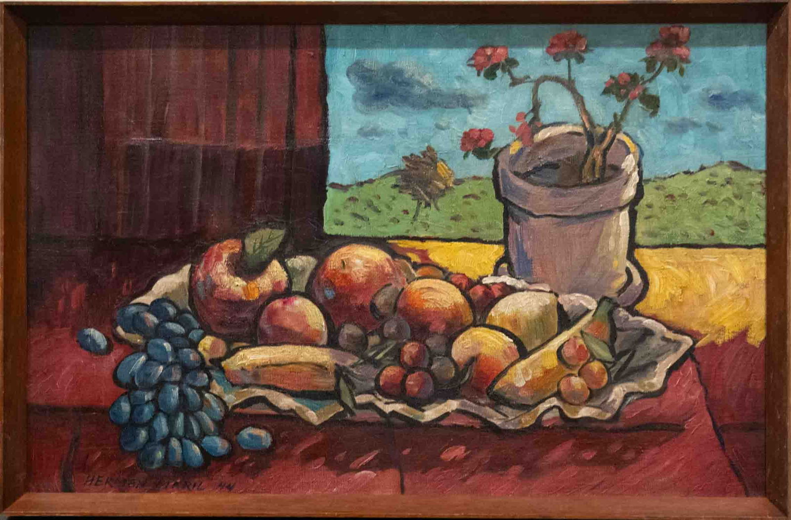 Herman Maril (1908 - 1986) Maryland Artist Oil On Canvas: Subject: Still Life Medium: Oil On Canvas Size: 18 x 28 inches Frame: 19 x 29 inches Condition: Great overall for its age. Signature: Signed lower left Herman Maril (1908 - 1986) Herman Maril (1908