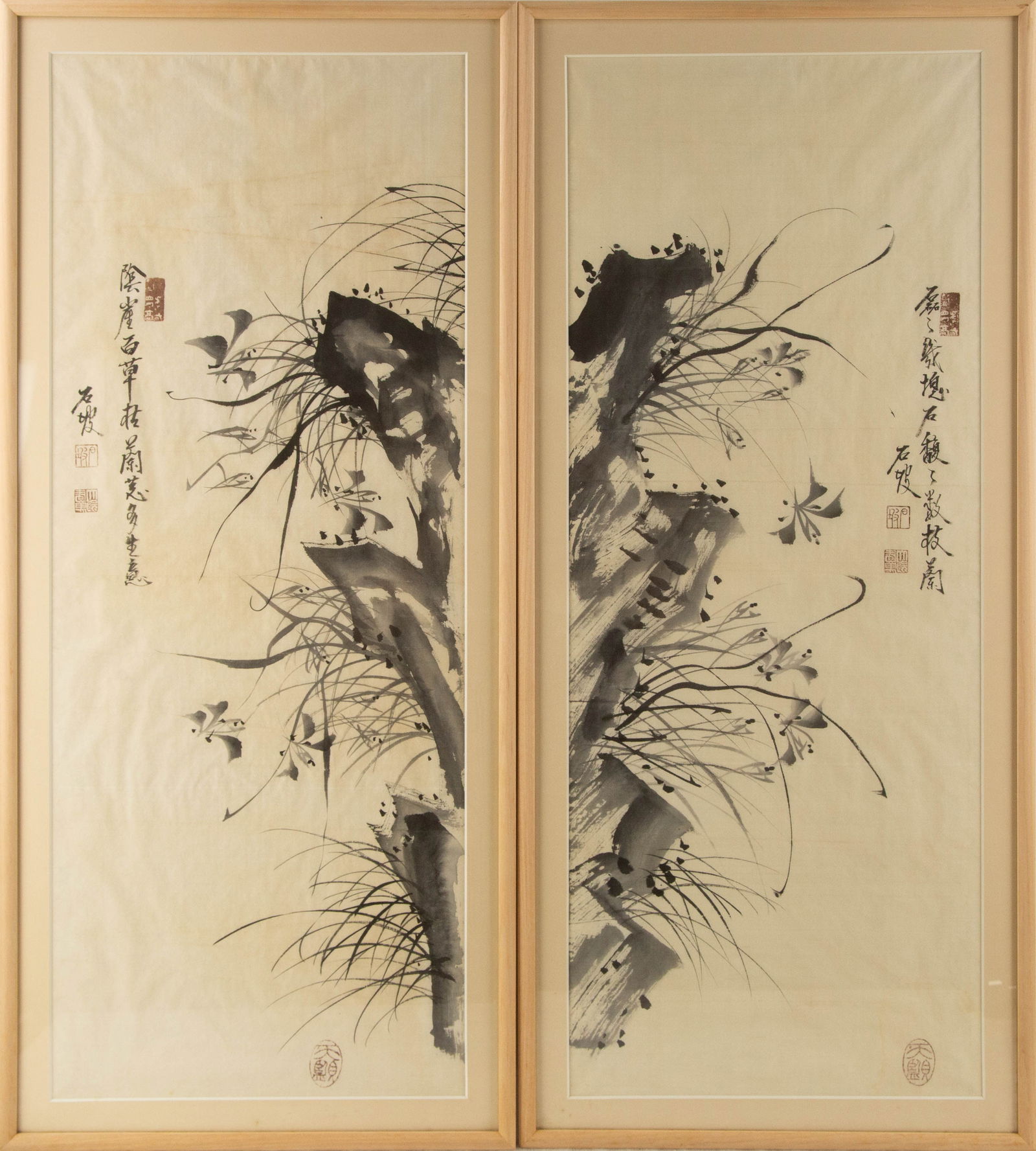 Yi Ha-eung ( Korean, 1820 - 1898 ) "Rock And Orchid" Watercolor On Silk Still Life (1 of 18)