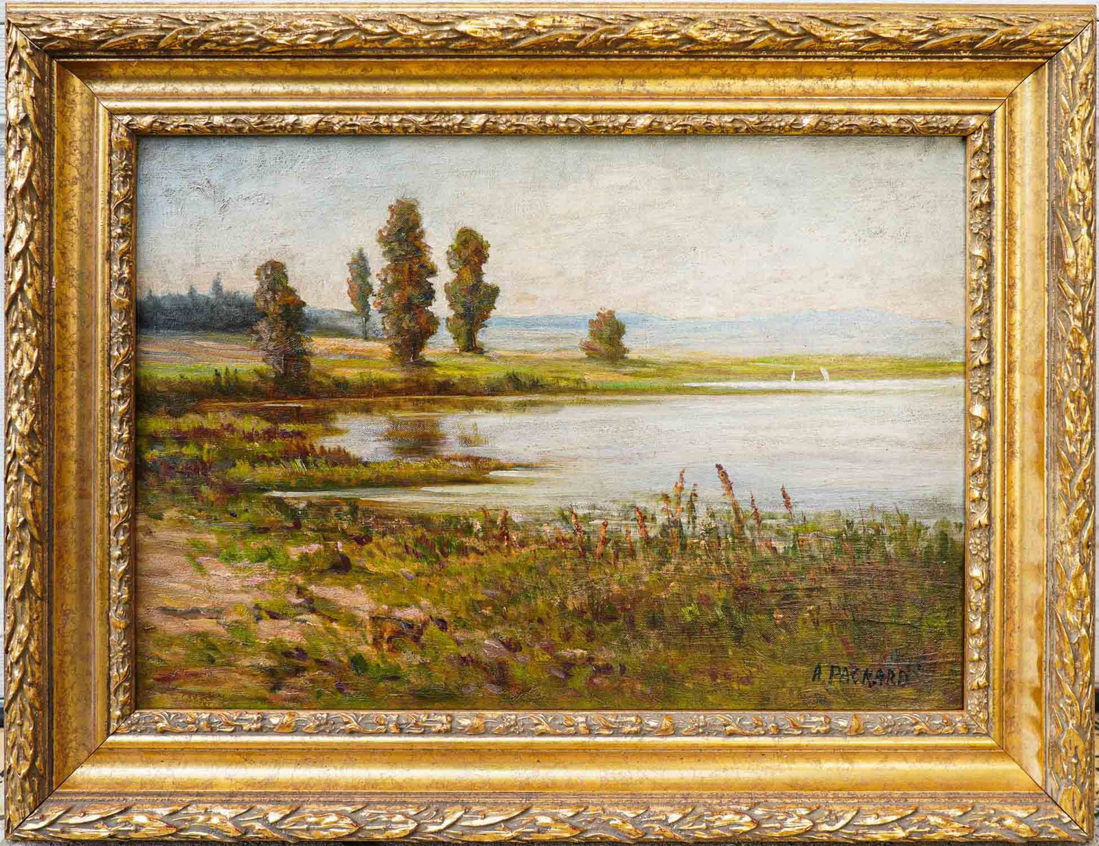 W. Gully Landscape Oil On Canvas: Medium: Oil On Canvas Style: Landscape Painting Size: 17.5 x 28 inches Frame Size: 29.5 x 39 inches Condition: This artwork is in good overall condition for its age. Signature: Hand-signed Artist: W. 