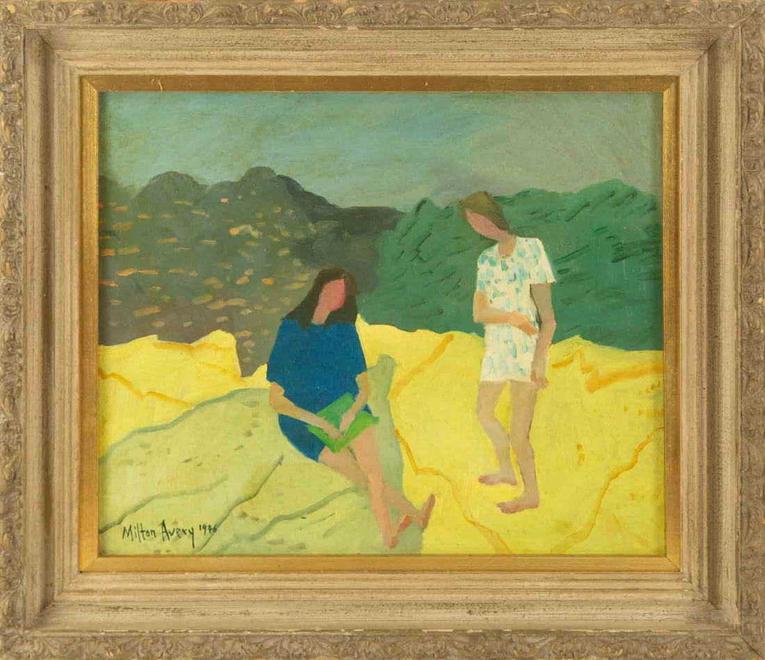 Milton Avery ( American, 1885 - 1965 ) Contemporary Art Oil On Board: Medium: Oil On Board Style: Contemporary Art Painting Size: 16 x 13 inches Frame Size: 18 x 21 inches Condition: This artwork is in good overall condition for its age. Signature: Hand-signed Artist: M
