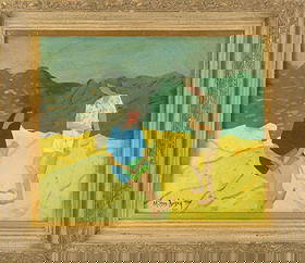 Milton Avery ( American, 1885 - 1965 ) Contemporary Art Oil On Board: Medium: Oil On Board Style: Contemporary Art Painting Size: 16 x 13 inches Frame Size: 18 x 21 inches Condition: This artwork is in good overall condition for its age. Signature: Hand-signed Artist: M