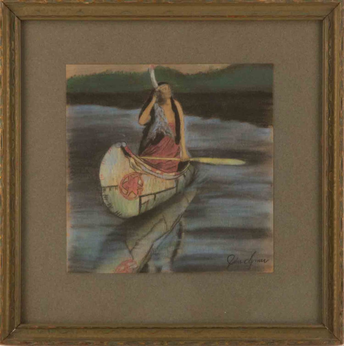 John Ford Clymer ( American, 1907 - 1989 ) Portrait Pastel: Medium: Pastel Style: Portrait Painting Size: 8 x 8 inches Frame Size: 13.25 x 13.25 inches Condition: This artwork is in good overall condition for its age. Signature: Hand-signed Artist: John Ford C