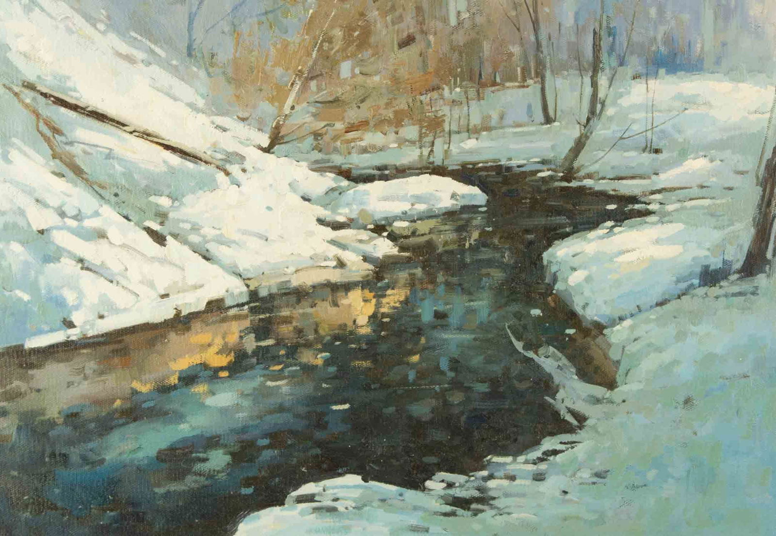 Yun Xi Landscape Original Oil On Canvas "Snowy Creek" (1 of 11)