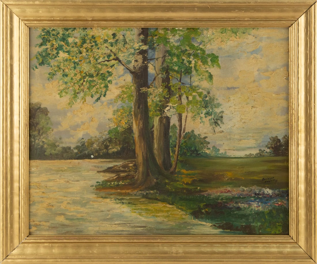 Attributed to Hal Robinson ( English-American, 1867 - 1933 ) "" Oil On Board Landscape (1 of 14)