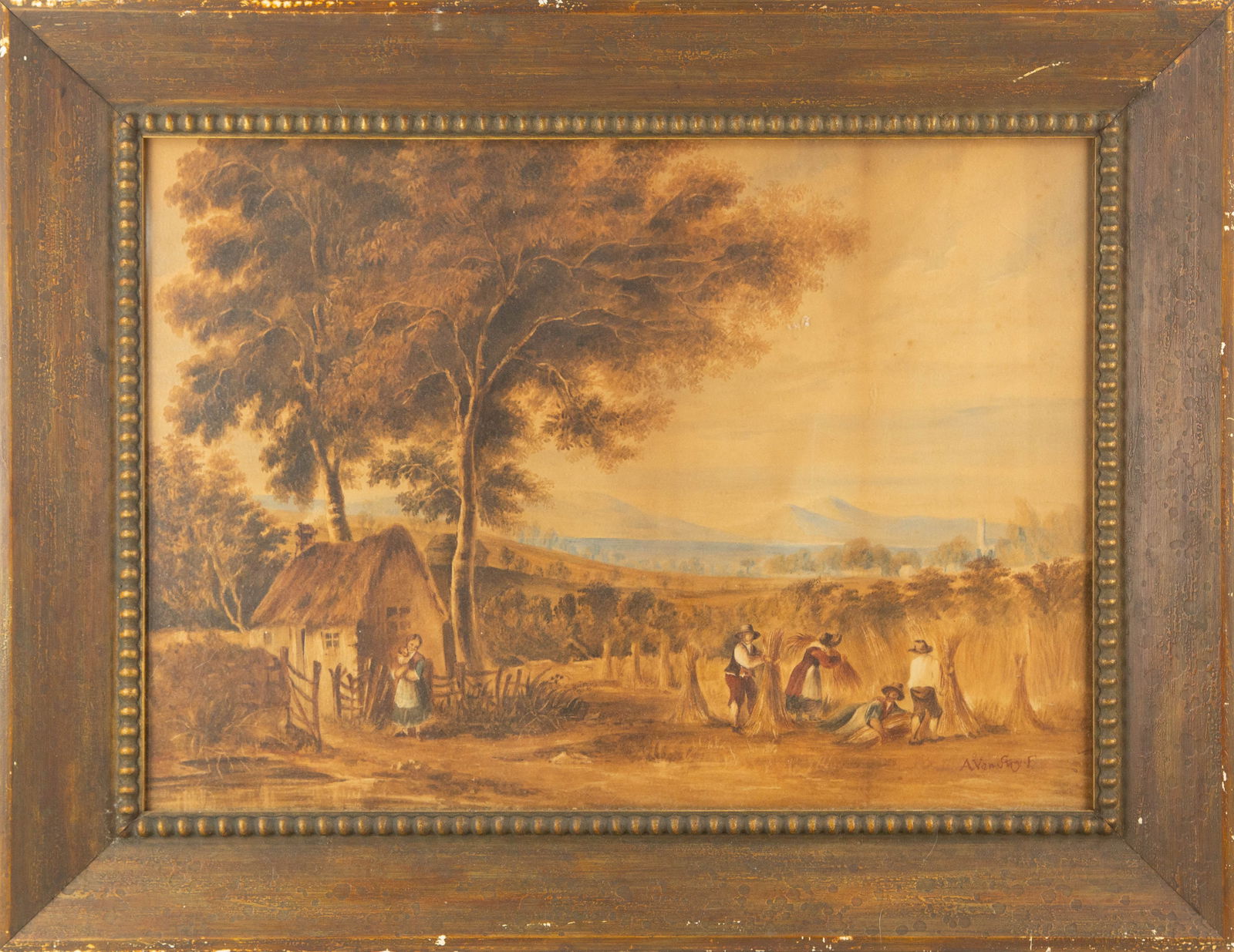 A Van Stry F Landscape Watercolor "Farm" (1 of 14)