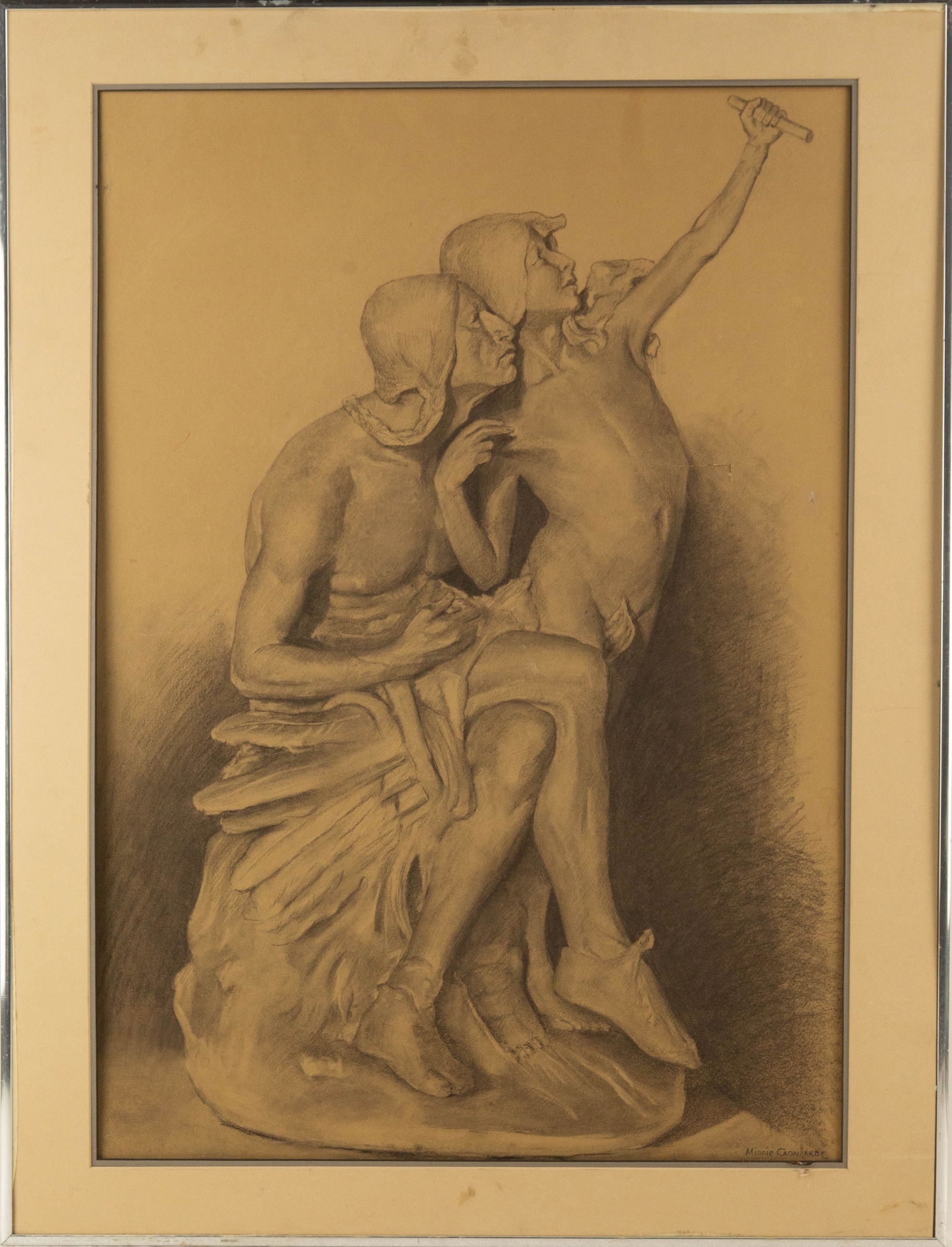 Minnie Cronhardt (circa 1940) Portrait Charcoal "The Indian Sun Vow" (1 of 17)