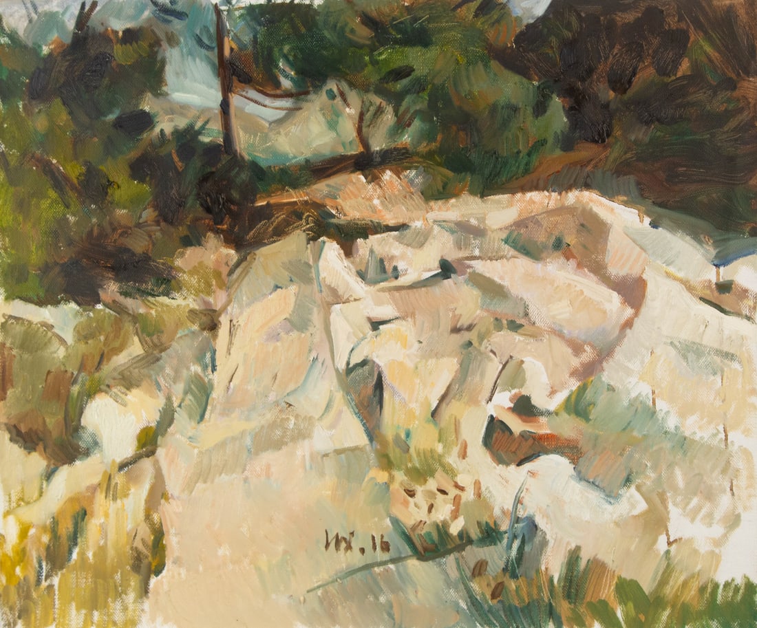 Xing Wei Landscape Original Oil On Canvas "Boulders" (1 of 10)