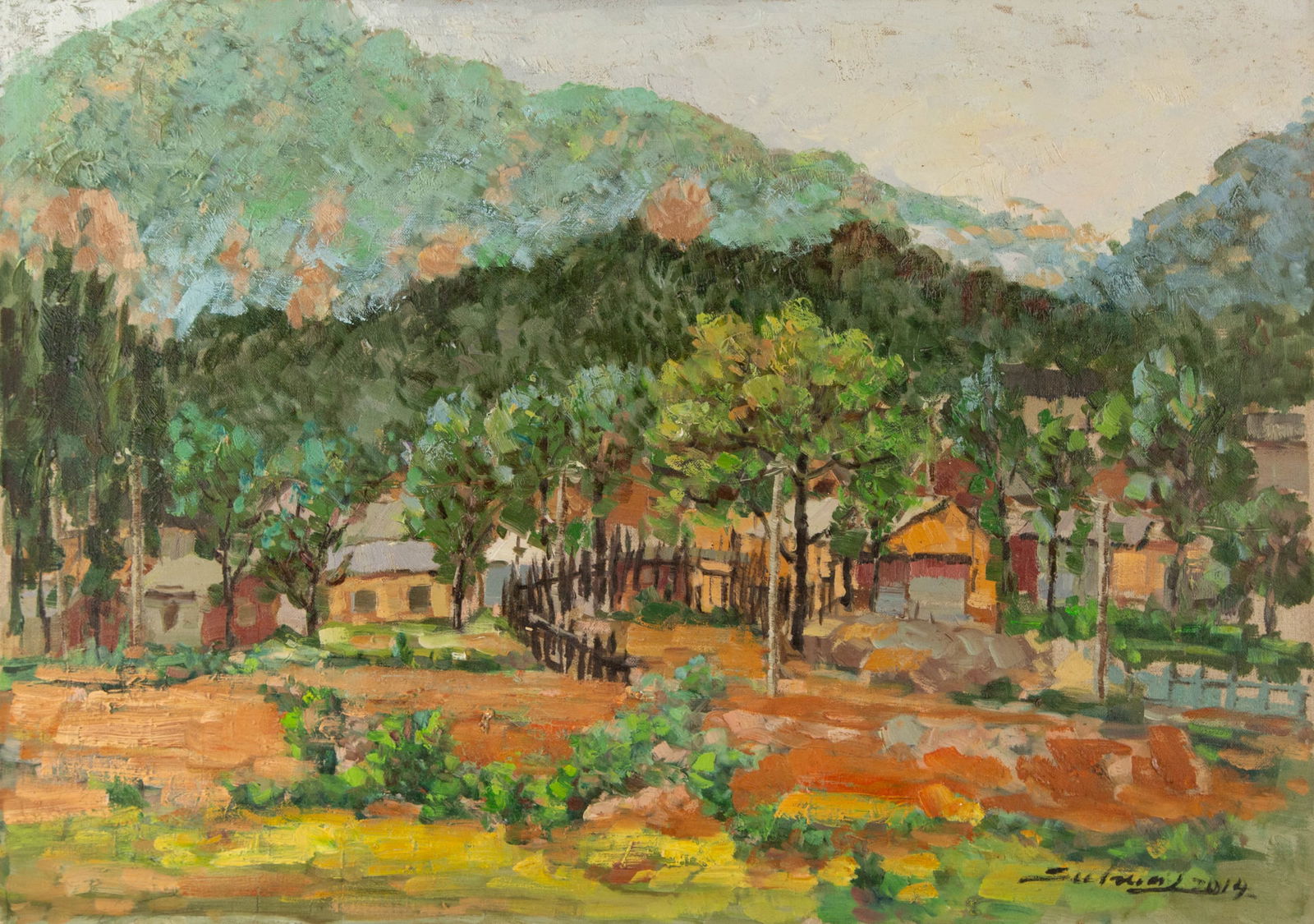 Jingjing Wang Landscape Original Oil On Canvas "Guoliang Village" (1 of 11)