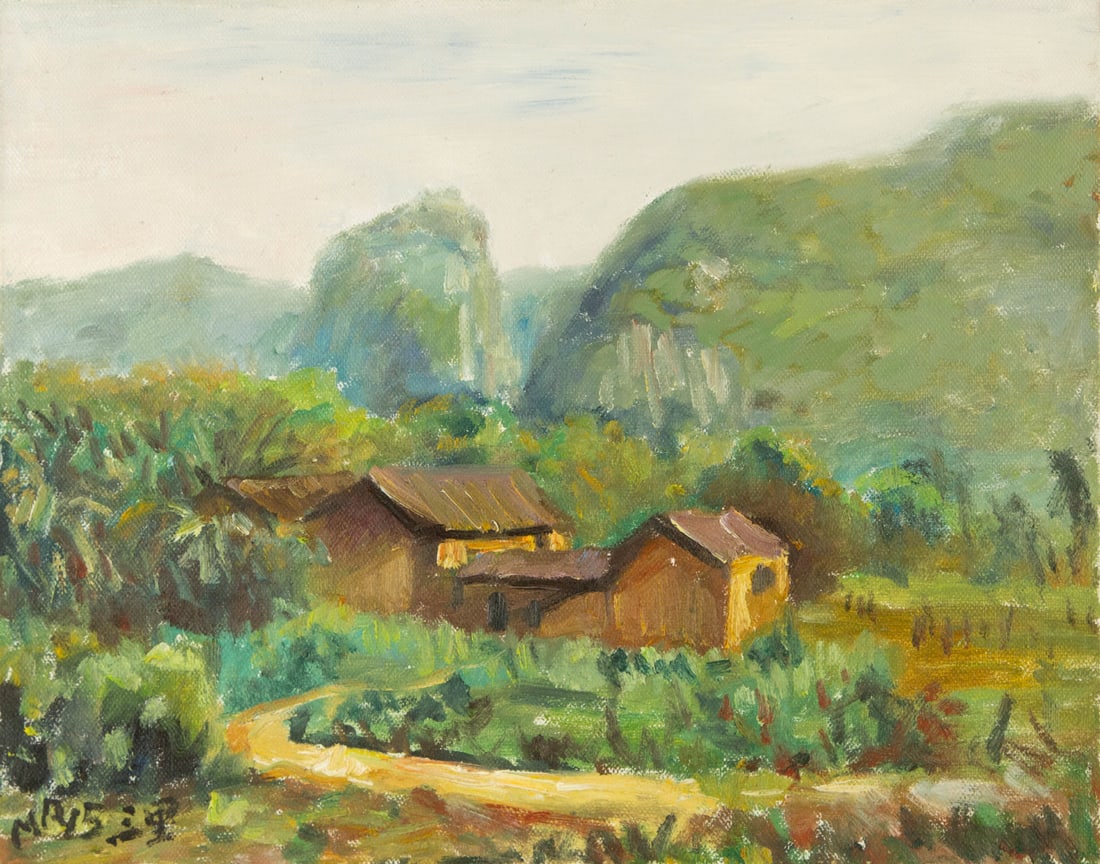 Qi Mo Landscape Original Oil On Canvas "Shanglin" (1 of 10)