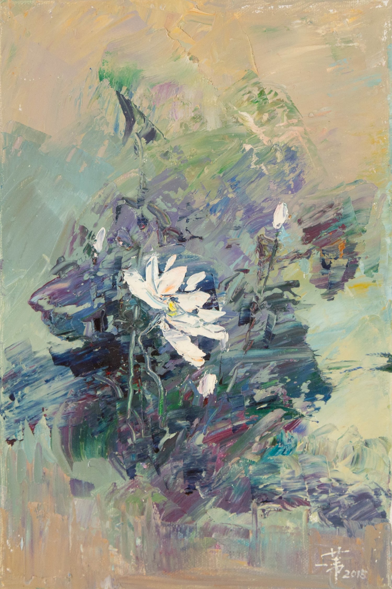 Jiwei Chen Floral Original Oil On Canvas "Flower II" (1 of 9)